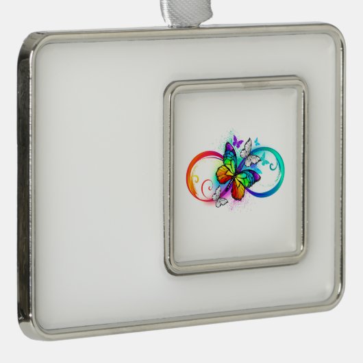Helle Unendlichkeit mit Regenbogenschmetterling Rahmen-Ornament Silber (Rechts)