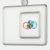 Helle Unendlichkeit mit Regenbogenschmetterling Rahmen-Ornament Silber (Links)