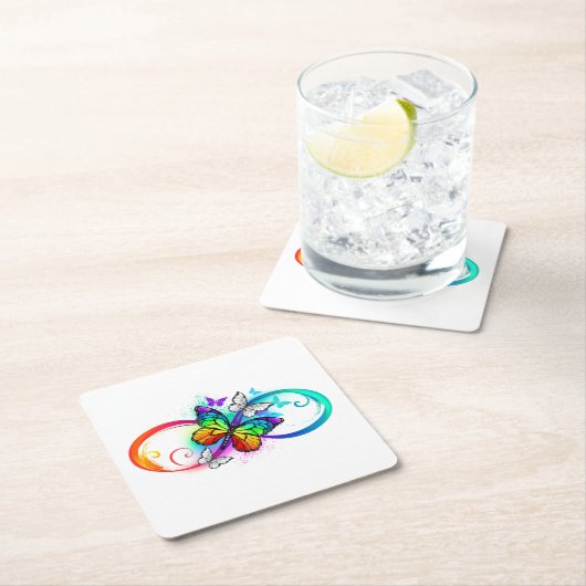 Helle Unendlichkeit mit Regenbogenschmetterling Rechteckiger Pappuntersetzer (Vor Ort)