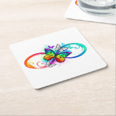 Helle Unendlichkeit mit Regenbogenschmetterling Rechteckiger Pappuntersetzer (angewinkelt)