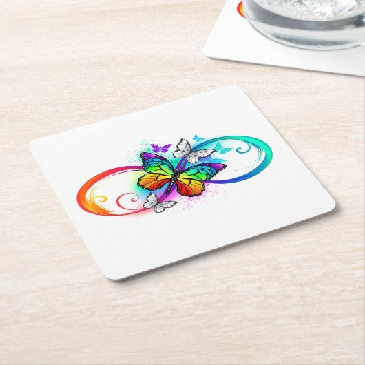 Helle Unendlichkeit mit Regenbogenschmetterling Rechteckiger Pappuntersetzer (angewinkelt)