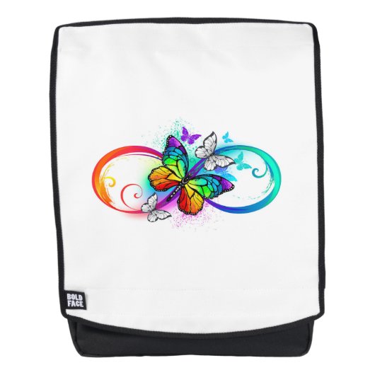 Helle Unendlichkeit mit Regenbogenschmetterling Rucksack (Vorderseite)