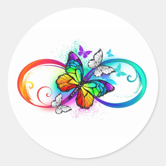 Helle Unendlichkeit mit Regenbogenschmetterling Runder Aufkleber (Vorderseite)