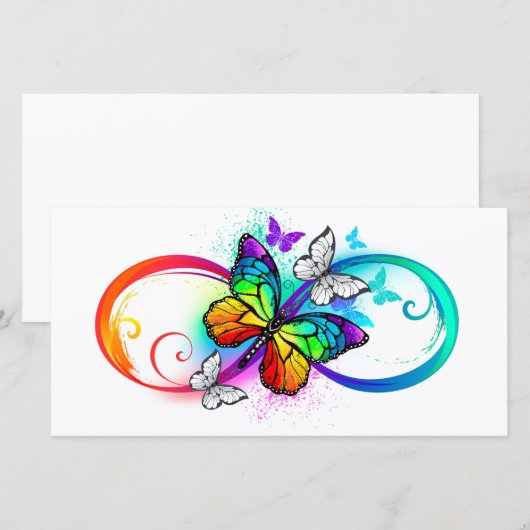 Helle Unendlichkeit mit Regenbogenschmetterling Save The Date (Vorne/Hinten)