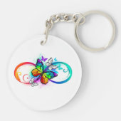 Helle Unendlichkeit mit Regenbogenschmetterling Schlüsselanhänger (Rückseite)