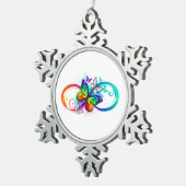 Helle Unendlichkeit mit Regenbogenschmetterling Schneeflocken Zinn-Ornament (Rechts)
