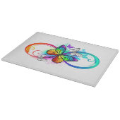 Helle Unendlichkeit mit Regenbogenschmetterling Schneidebrett (Ecke)