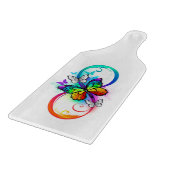 Helle Unendlichkeit mit Regenbogenschmetterling Schneidebrett (Ecke)