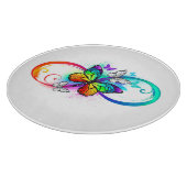 Helle Unendlichkeit mit Regenbogenschmetterling Schneidebrett (Ecke)