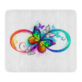Helle Unendlichkeit mit Regenbogenschmetterling Schneidebrett (Vorderseite)