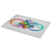 Helle Unendlichkeit mit Regenbogenschmetterling Schneidebrett (Ecke)