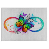 Helle Unendlichkeit mit Regenbogenschmetterling Schneidebrett (Vorderseite)