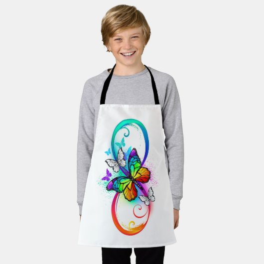 Helle Unendlichkeit mit Regenbogenschmetterling Schürze (Getragen)