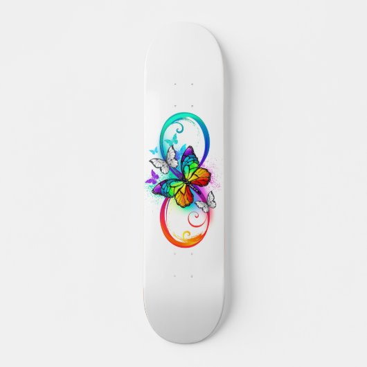 Helle Unendlichkeit mit Regenbogenschmetterling Skateboard (Vorne)