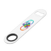 Helle Unendlichkeit mit Regenbogenschmetterling Speed Flaschenöffner (Vorderseite Schrägansicht)