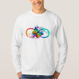 Helle Unendlichkeit mit Regenbogenschmetterling T-Shirt