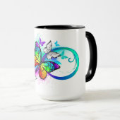 Helle Unendlichkeit mit Regenbogenschmetterling Tasse (VorderseiteRechts)