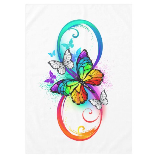 Helle Unendlichkeit mit Regenbogenschmetterling Tischdecke (Vorderseite)