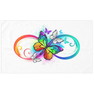 Helle Unendlichkeit mit Regenbogenschmetterling Tischdecke