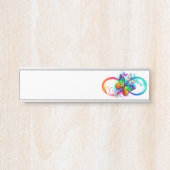 Helle Unendlichkeit mit Regenbogenschmetterling Türschild (Vorderseite )