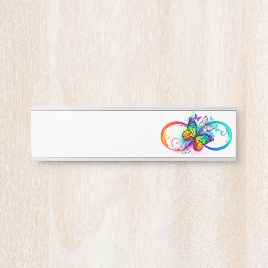 Helle Unendlichkeit mit Regenbogenschmetterling Türschild (Vorderseite )