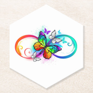 Helle Unendlichkeit mit Regenbogenschmetterling Untersetzer