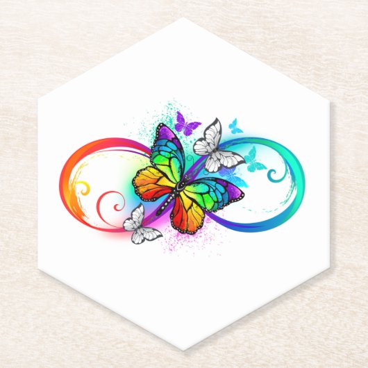 Helle Unendlichkeit mit Regenbogenschmetterling Untersetzer (Vorderseite)