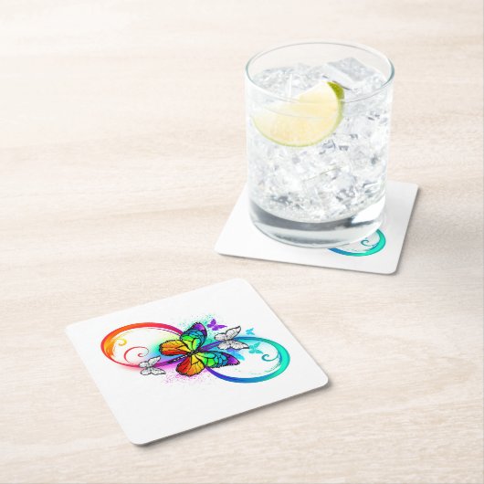 Helle Unendlichkeit mit Regenbogenschmetterling Untersetzer (Vor Ort)
