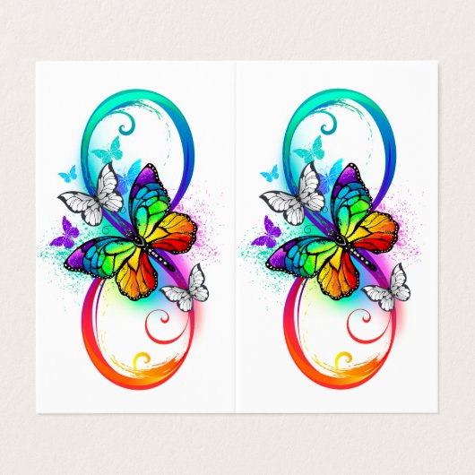 Helle Unendlichkeit mit Regenbogenschmetterling Visitenkarten (Außenseite Aufgefaltet)