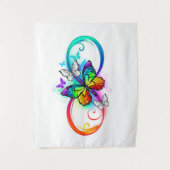 Helle Unendlichkeit mit Regenbogenschmetterling Wandteppich (Vorderseite)