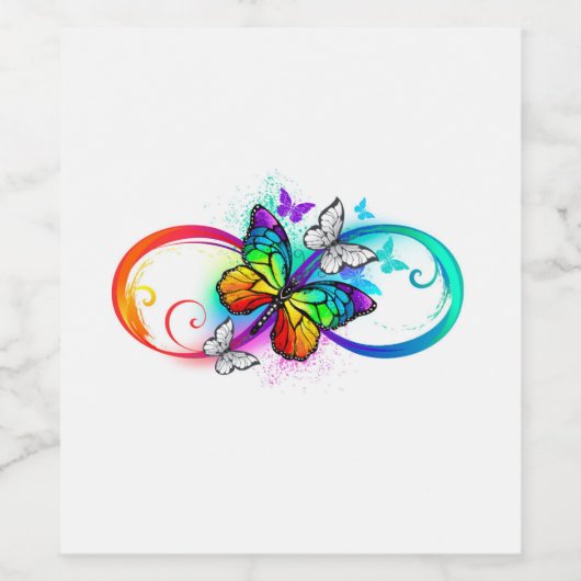Helle Unendlichkeit mit Regenbogenschmetterling Weinetikett (Einzelnes Label)