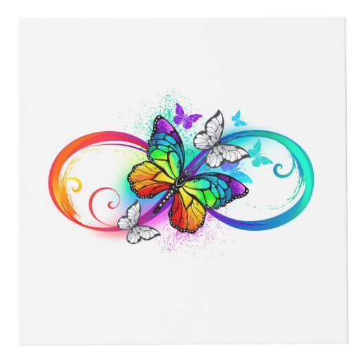 Helle Unendlichkeit mit Regenbogenschmetterling Würfel (Vorderseite)