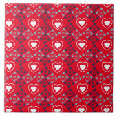 Helle Valentines Herz Muster Red Fliese (Vorderseite)
