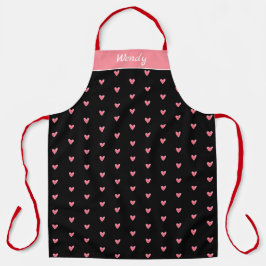 Helle Valentines Herz Polka Dot Muster auf schwarz Schürze