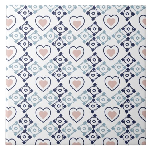 Helle Valentines Herzmuster Fliese (Vorderseite)