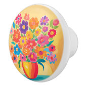 Helle Vase mit voller Blume Keramikknauf (Rechts)