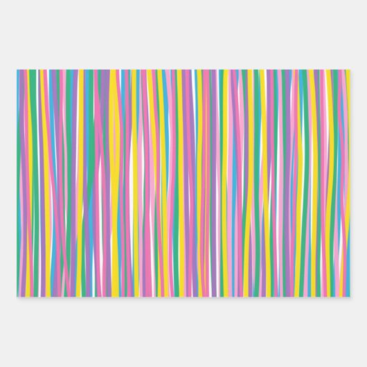 Helle vertikale Sommerstreifen Geschenkpapier Set (Vorderseite 3)