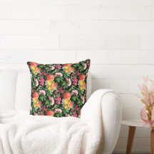 HELLE VINTAGE BLUMENBLUMEN AUF SCHWARZEM PILLOW