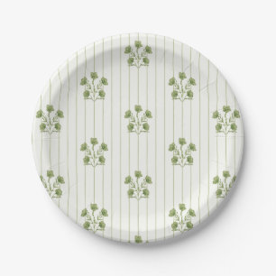 Helle Vintage-Grüne Blumenstreifen Pappteller