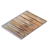 Helle Vintage Holzplanken im Hintergrund. Hori Notizblock (Linke Seite)