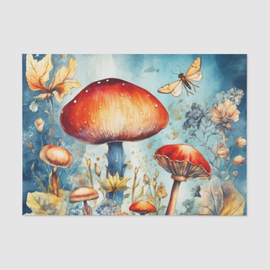 Helle Vintage Pilzretusche Inspiriert Seidenpapier (Vorderseite)