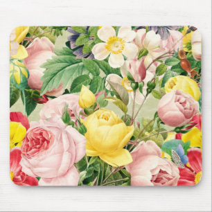 Helle Vintage-Rosen-Blumenmischung Mousepad