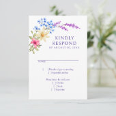 Helle Vivid Colors Wildblume Hochzeit RSVP Karte (Stehend Vorderseite)