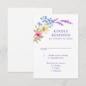 Helle Vivid Colors Wildblume Hochzeit RSVP Karte (Vorne/Hinten)