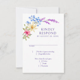 Helle Vivid Colors Wildblume Hochzeit RSVP Karte
