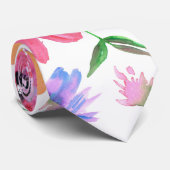 Helle Vivid Floral Print Modern Krawatte (Gerollt)