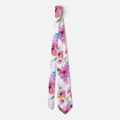 Helle Vivid Floral Print Modern Krawatte (Rückseite)