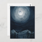 Helle Vollmond Stern dunkelblauer Nachthimmel Postkarte (Vorne/Hinten)