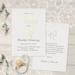 Helle warme Creme Eleganter Bogen Baby Shower Folieneinladung