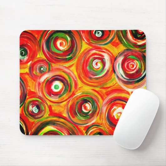 Helle Warme Kreise und Wirbel Original Abstrakt Mousepad (Mit Mouse)